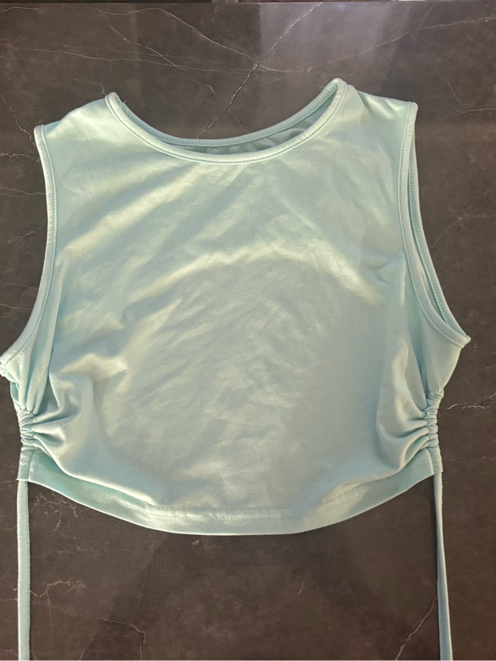 SHEIN Light Aqua Side-Ruched Crop Tank